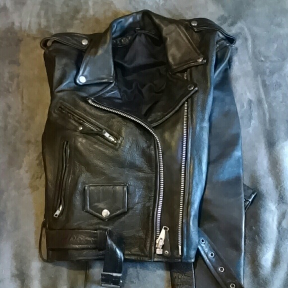 Well loved leather motorcycle jacket