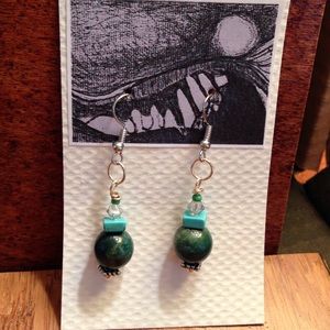 Jade and  turquoise earrings.