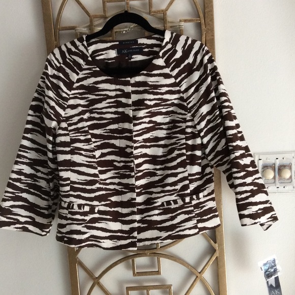 Anne Klein jacket - brown & white animal print.