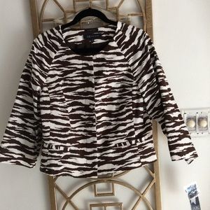 Anne Klein jacket - brown & white animal print.
