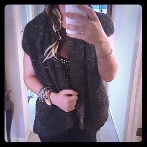 Dark grey over cardigan