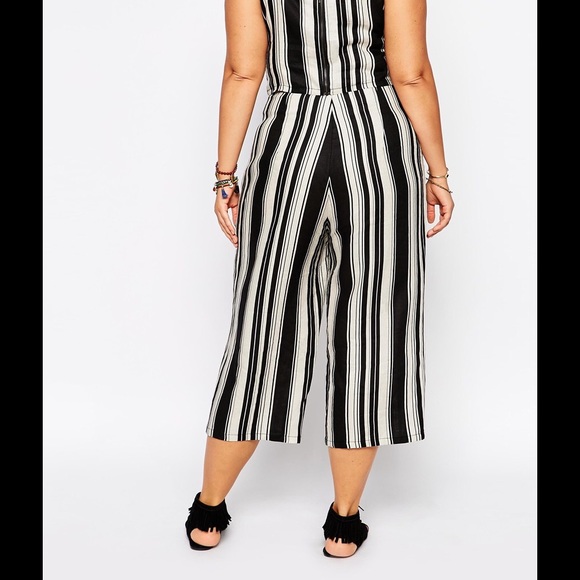 ASOS Curve Striped Wide Leg 100% Linen Pants - Picture 2 of 4