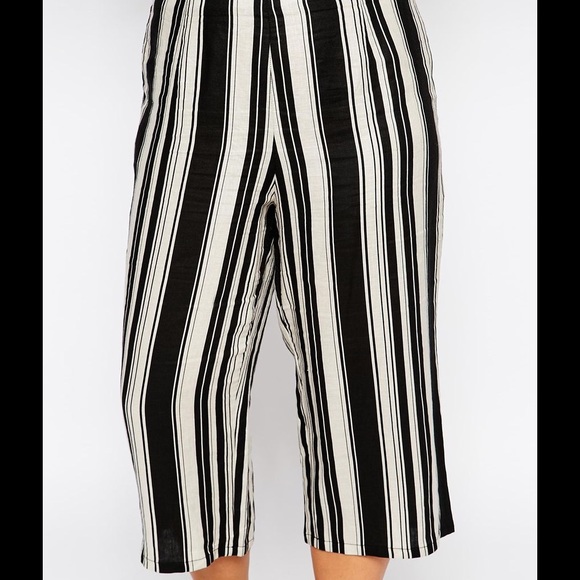 ASOS Curve Striped Wide Leg 100% Linen Pants - Picture 3 of 4