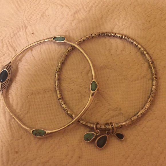 Lucky Brand silver and turquoise bangles, set of 2