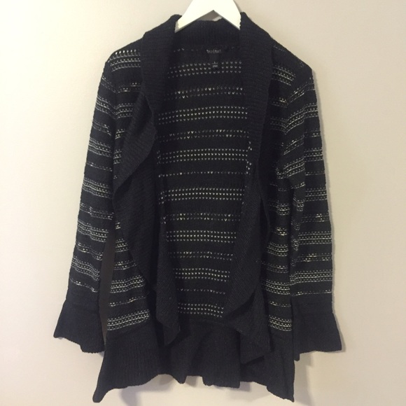 White House Black Market Sweaters - Black &White Open Cardigan