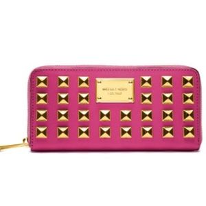 Michael Kors hot pink studded wallet continental