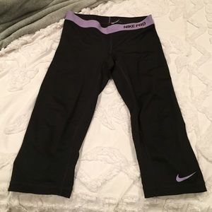 Nike pro leggings, black and purple