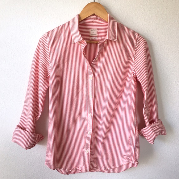Gap | Coral Striped Relaxed Fit Button Down Shirt - Picture 1 of 4