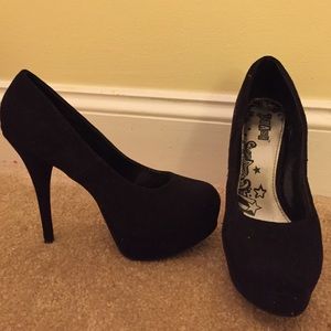 5" suede black heels