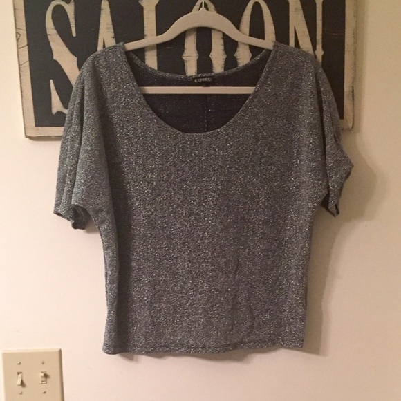 Express Tops - LIKE NEW Express silver sparkly shirt