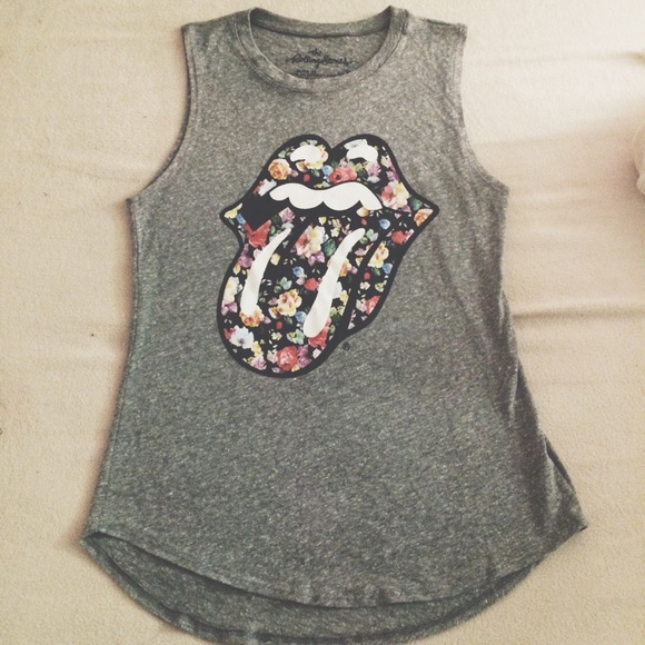 GRAY ROLLING STONES MUSCLE TEE