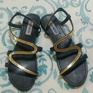 Steve Madden sandals black &gold