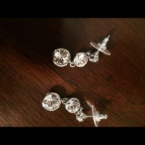 Crystal, three drop earrings.
