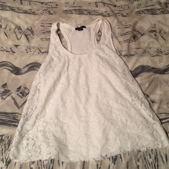 White lace racer back tank top