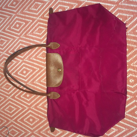 Pink Magenta Large Longchamp tote Long handles