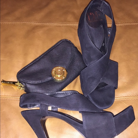 Diane Von Furstenberg Black Suede Sandals