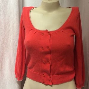 Anthropologie coral  deep scoop sweater sz S