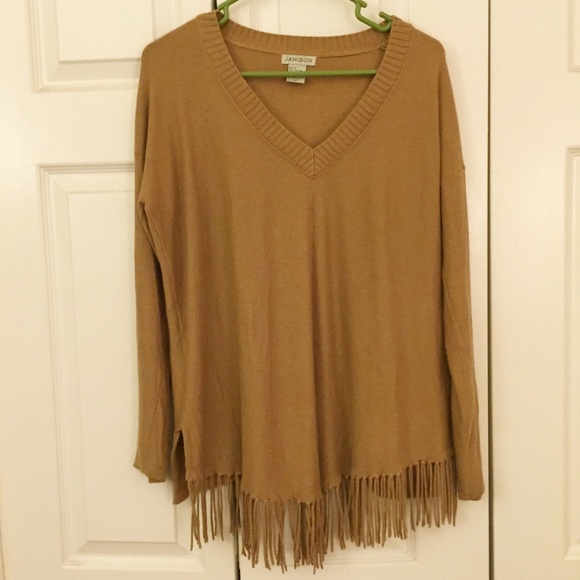 Jamison Camel Fringe Sweater