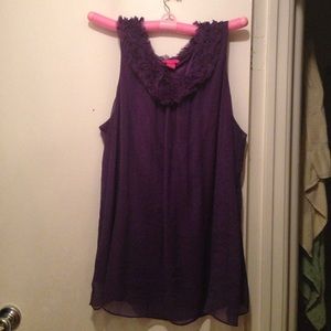 Dark purple shimmery sleeveless top
