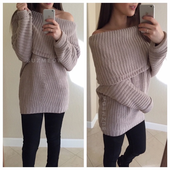 Mauve Loose Knit Oversized Sweaters - Picture 2 of 3