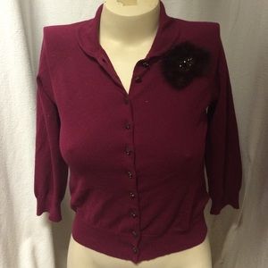 Cynthia Steffe bombshell mink trim cardi