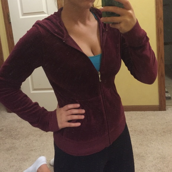 Juicy Couture fleece burgundy jacket. Size large