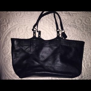 Black leather coach handbag
