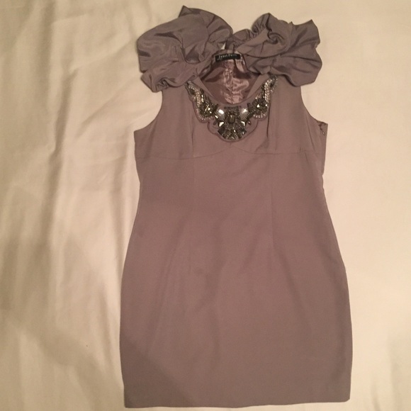 Janet Paris Gray Sleeveless Dress
