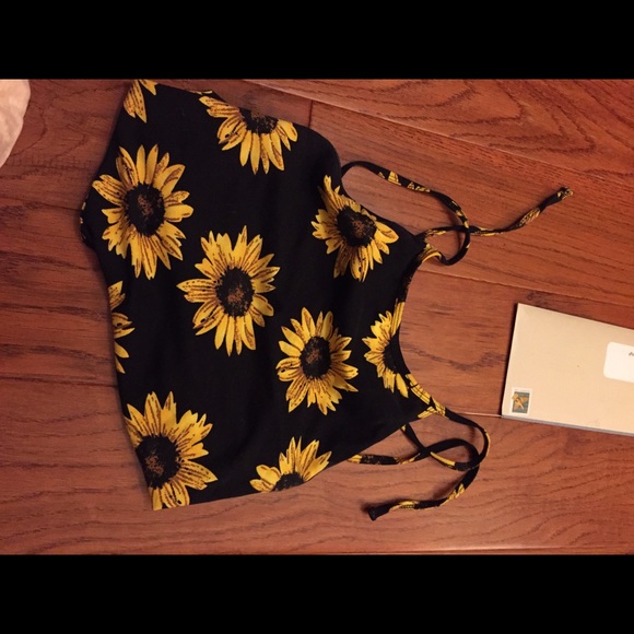 sunflower halter crop top