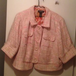 Pink and Gold Tweed Cropped Blazer