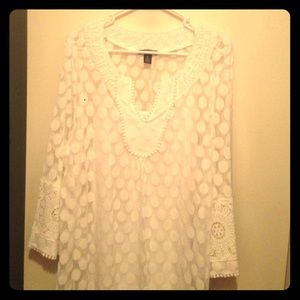 🚫ITEM SOLD Sheer white polka dot top with cami