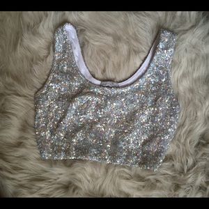 sequins glitter sports bra top