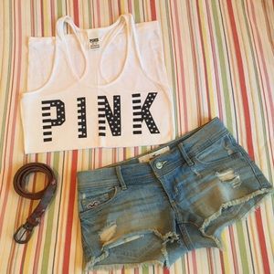 PINK American flag 4th of July racer back shirt