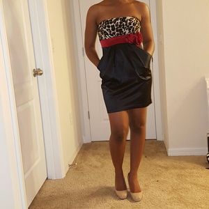 Black & Cheetah strapless dress