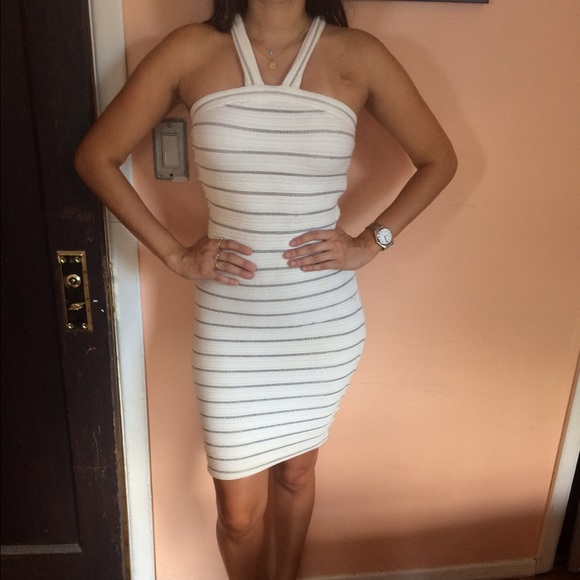 White Body Con Halter Front Dress