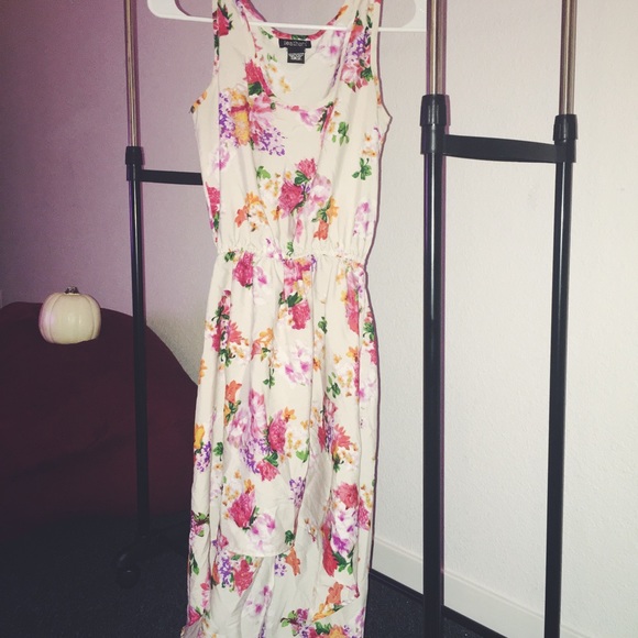 High-low floor length floral print dress