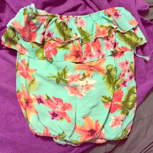 Floral Ruffle Tube Top