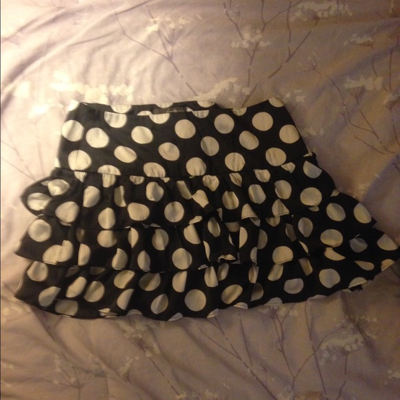 Navy polka dotted skirt