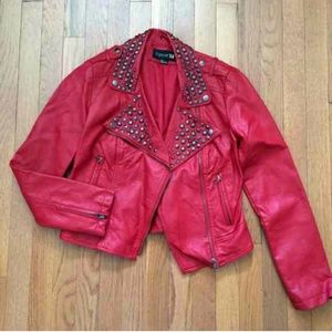 Red leather jacket