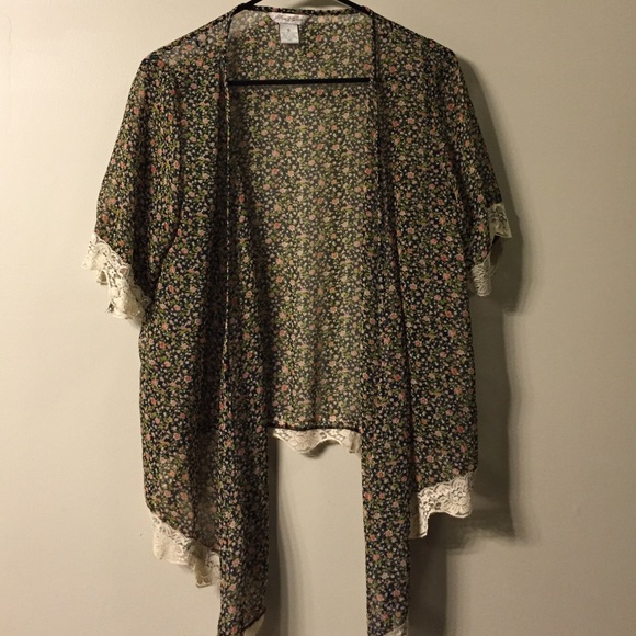 Black Floral shawl cardigan wrap