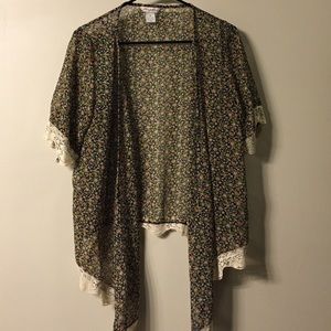 Black Floral shawl cardigan wrap