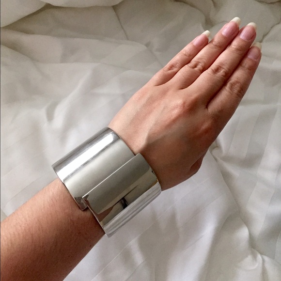 Express modern silver cuff bracelet