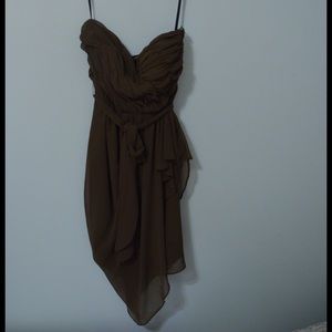 Olive green ark & co. strapless cocktail dress