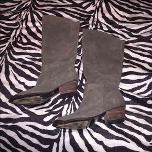 Chinese Laundry knee high gray suede boots