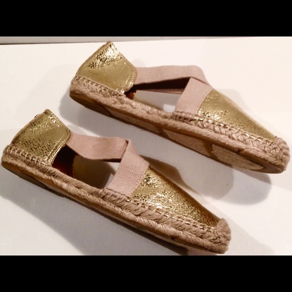 TORY BURCH Gold pebble leather espadrilles, 7.5 - Picture 3 of 4