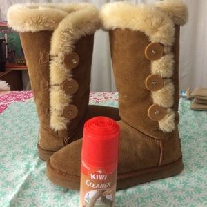 Authentic UGG boots and Kiwi brand suede cleaned