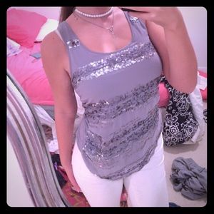 ADORABLE gray sequin top from EXPRESS 🎀