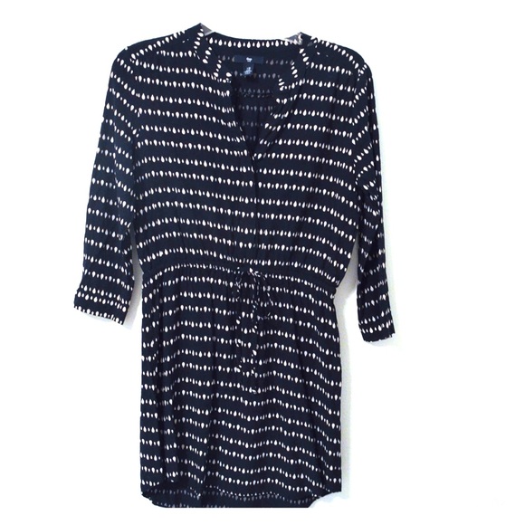 Navy & white raindrop print Gap 3/4 sleeved dress
