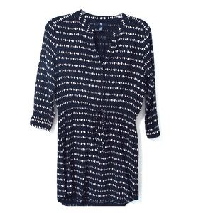 Navy & white raindrop print Gap 3/4 sleeved dress