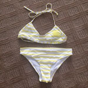 Burberry White and Yellow Bikini